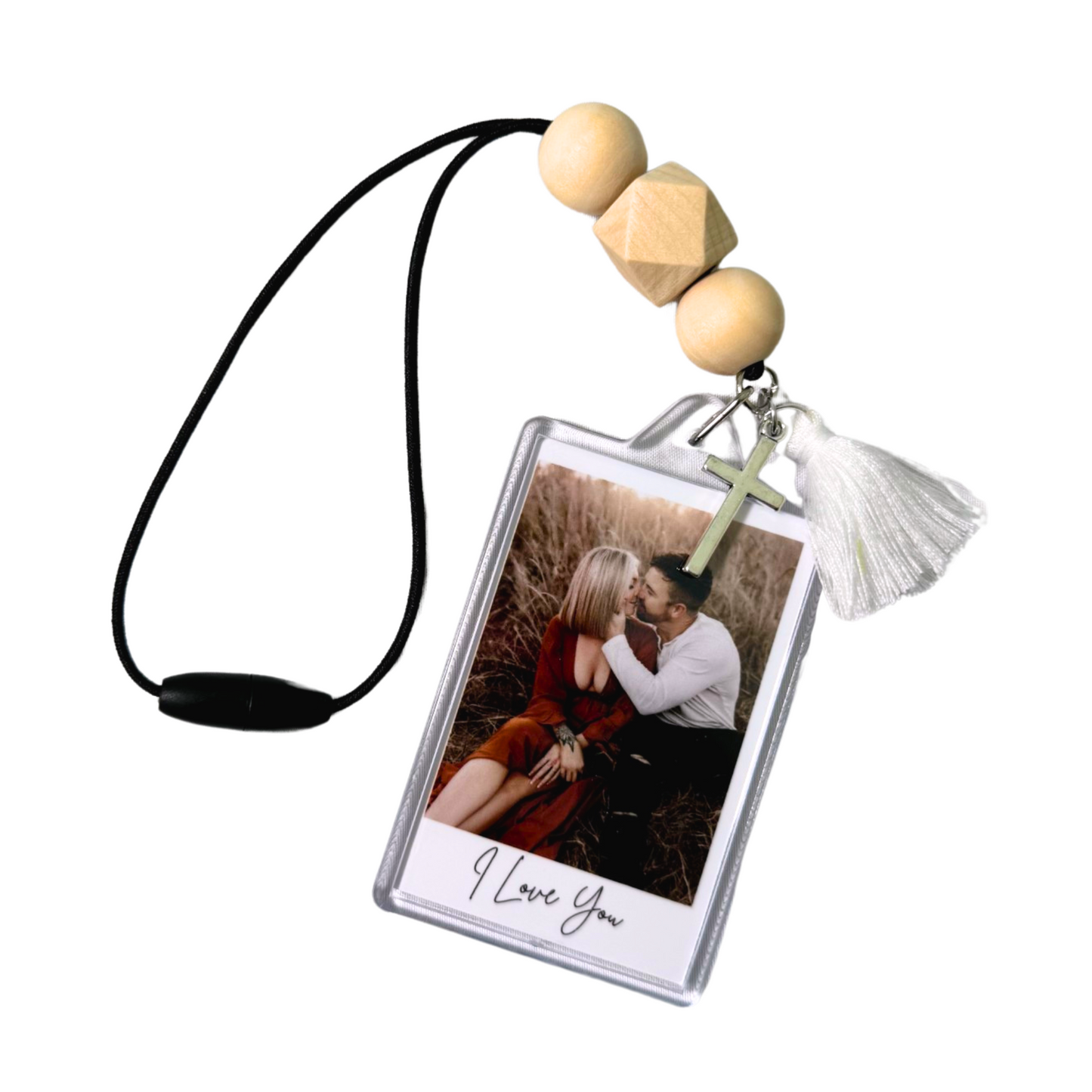Personalized Initial Car Rearview Picture Hanger with text