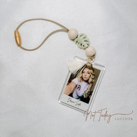 Monstera Leaf Polaroid Personalized Car Charm